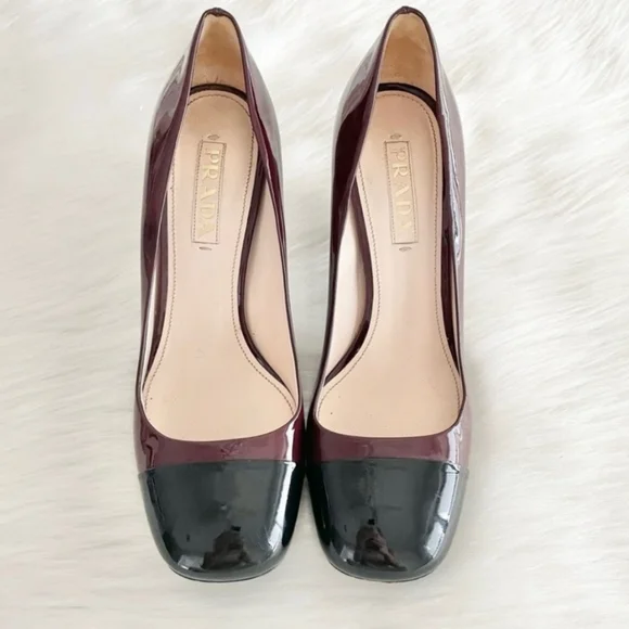 Prada | Shoes | Prada Twotone Brown Black Patent Leather Square